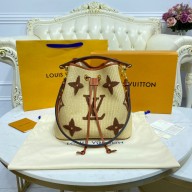 LOUIS VUITTON Raffia Calfskin Monogram Neonoe MM Tan m57704