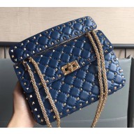 Valentino Rhombus Rockstud Spike Medium Chain Shoulder Bag Royal Blue