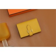 Hermes bearn mini wallet in epsom leather jaune ambre with gold hardware handmade(original quality)