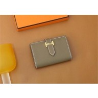 Hermes bearn mini wallet in epsom leather etoupe with gold hardware handmade(original quality)