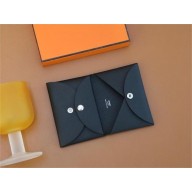 Hermes Calvi Duo Compact card holder in epsom leather noir handmade(original quality)