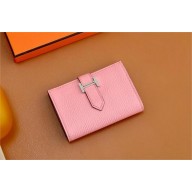 Hermes bearn mini wallet in mysore leather rose confetti with silver hardware handmade(original quality)