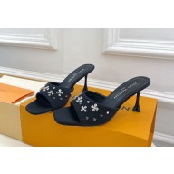 Louis Vuitton Women's silk with Crystal slippersblack heel 7.5cm 2024