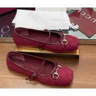 Gucci Women's Horsebit ballet flat 821220 Gucci Rosso Ancora red Oginal GG canvas  2024