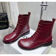 LOEWE  Leather ankle boots in burgundy  1118-2024
