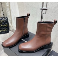 Alexander wang patent leather  Zipper ankle Boots brown 1118-2024