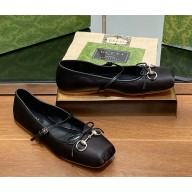 Gucci Women's Horsebit ballet flat black leather 1118-2024