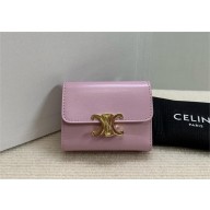 celine Small Wallet TRIOMPHE in Shiny calfskin rose 10D783 2023