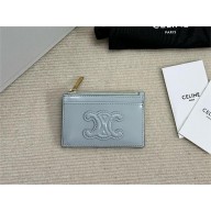 celine Zipped Card Holder in smooth lambskin pale blue 10K583 2023
