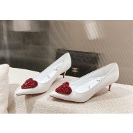Christian Louboutin I Love Kate Pumps with Crystal Strass Heart Nappa Leather white heel 6.5cm 2024