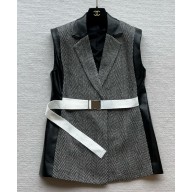 Louis Vuitton  Leather Accent Sleeveless Blazer 1AFTKH 2024