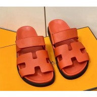 Hermes Original epsom leather Chypre Sandals orange