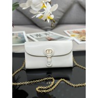 Dior Bobby East-West Pouch with Chain in Smooth Calfskin white 2023