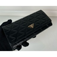 Prada Large leather wallet with triangle motif 1MH132 black 2024