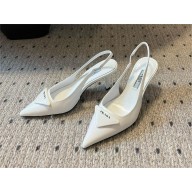 Prada Heel 7.5cm brushed leather Slingback Pumps white 2024