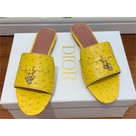 Loro Piana ostrich pattern leather summer charms mules YELLOW 2024
