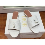 Loro Piana ostrich pattern leather summer charms mules WHITE 2024