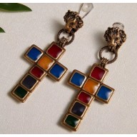 Gucci Earrings With Cross Pendant And Lion 548752 2019