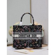 Dior medium Book Tote Bag in Black Multicolor Dior Herbarium Embroidery 2024