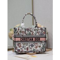 Dior medium Book Tote Bag in white Multicolor Dior Herbarium Embroidery 2024
