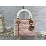 DIOR Mini Lady Dior Bag IN Two-Tone Latte and Powder Pink Cannage Lambskin 2024