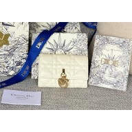 DIOR Dioriviera My Dior Glycine Wallet in white Cannage Lambskin 2024