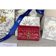 DIOR Dioriviera My Dior Glycine Wallet in red Cannage Lambskin 2024