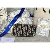 DIOR DiorTravel Myrte Zipped Key Case IN Blue Oblique Jacquard 2024