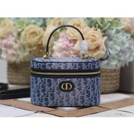 DIOR 30 MONTAIGNE SMALL VANITY CASE IN Blue Denim Oblique Jacquard 2024