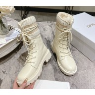 Dior D-Strike Ankle Boots in white Calfskin with shearling 2024