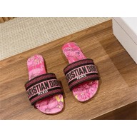 Dior Rani Pink Multicolor Embroidered Cotton with Toile de Jouy Voyage Motif Dway Flat Slide 2024