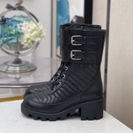 Gucci Chevron Matelassè Leather Boots black with Interlocking G 628855 2020