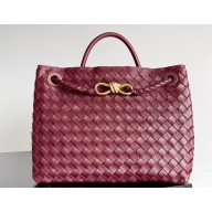 Bottega Veneta Intrecciato leather Medium Andiamo top handle Bag Burgundy