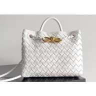 Bottega Veneta Intrecciato leather Small Andiamo top handle Bag White