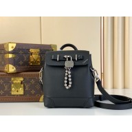 Louis Vuitton STEAMER 15 BACKPACK M11637 IN BLACK GRAINED LEATHER 2024