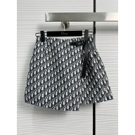 DIOR Blue and Ecru Technical Taffeta Jacquard with Dior Oblique Motif skort 2023