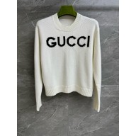 GUCCI Wool top with Gucci intarsia WHITE 2024 