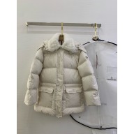MONCLER DOWN JACKET WITH FUR WHITE 2024