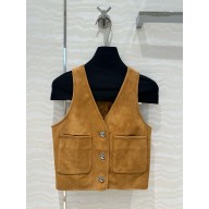 chanel suede vest yellow 2024 