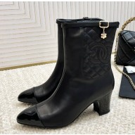 chanel Lambskin classic Quilting ankle Boots in black heel 6.5cm 2024