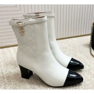 chanel Lambskin classic Quilting ankle Boots in white heel 6.5cm 2024