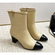 chanel Lambskin classic Quilting ankle Boots in beige heel 6.5cm 2024