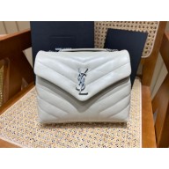 SAINT LAURENT loulou small chain bag en cuir matelassé «y» 494699 white with silver hardware(ORIGINAL QUALITY)