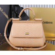 Dolce & Gabbana Medium Sicily handbag snake skin nude pink 2024