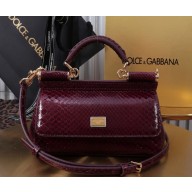 Dolce & Gabbana small Sicily handbag snake skin burgundy 2024