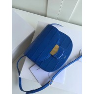 Celine Grained Calfskin Trotteur small/Medium Bag blue crocodile