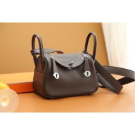 Hermes lindy mini touch bag ebene with silver hardware(handmade)