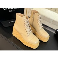 Chanel 10cm lace-up boots beige 2024