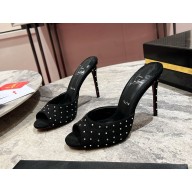 Christian Louboutin Me Dolly Plum Strass 100MM velours Sandal Heels black 2024
