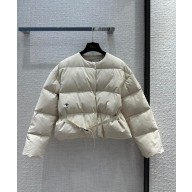 DIOR white Quilted Wool and Silk Taffeta DiorAlps Down Jacket with Belt 2023